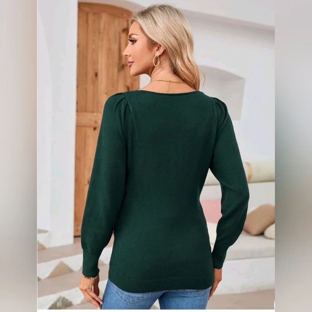 NWT! Womens Medium Dark Green Maternity Long Sleeve Sweater
